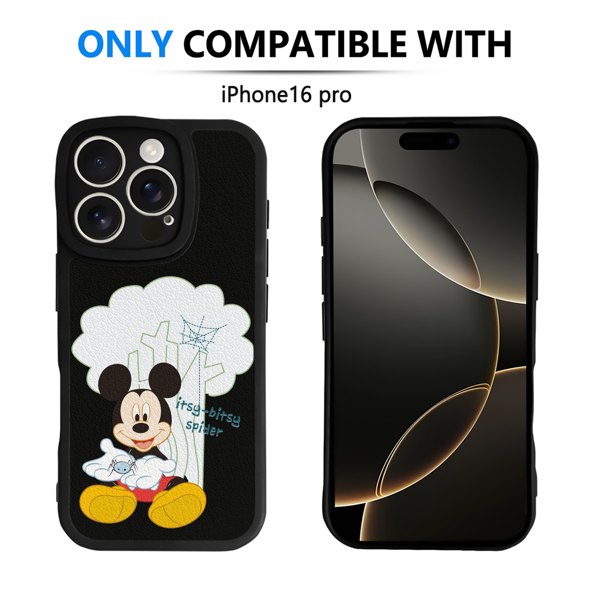 （画像用） ミッキーマウス Mickey Mouse 【iPhone 16シリーズ対応】シリコンスマホケース（レザー調） 材質：シリコン